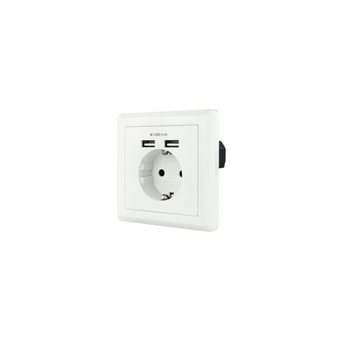 Roseta de Pared Nanocable 10.35.0010/ 1 Schuko/ 2 USB