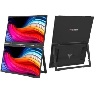 Monitor Portátil Táctil Verbatim Duo Essentials 15.6' + 15.6'/ Full HD/ Multimedia/ Negro