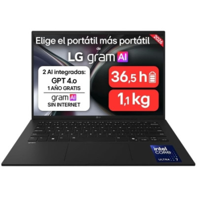 Portátil LG Gram 14ZD90U-G.AX85BN Intel Core Ultra 7-355/ 32GB/ 512GB SSD/ 14'/ Sin Sistema Operativo