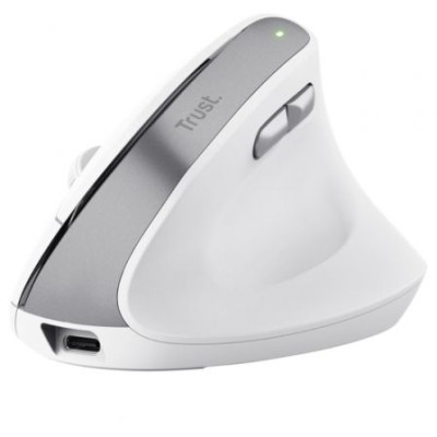 Ratón Vertical Inalámbrico Trust Bayo II/ Batería recargable/ Hasta 2400 DPI/ Blanco