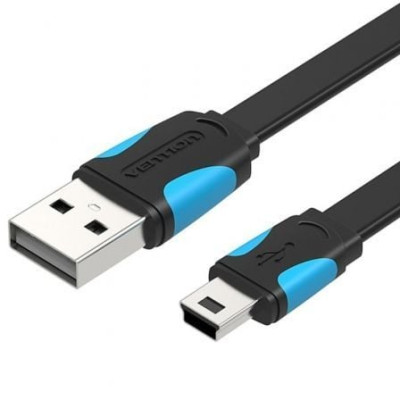Cable USB 2.0 Vention VAS-A14-B100/ Mini USB Macho - USB Macho/ 480Mbps/ 1m/ Azul y Negro