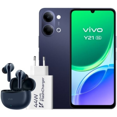 Smartphone Vivo Y21 4GB/ 256GB/ 6.74'/ 5G/ Negro/ Incluye Cargador + Auriculares