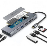 Docking/Caja Externa USB Tipo-C Leotec LEDS07/ Ranura SSD M.2/ 2xUSB/ 1xUSB Tipo-C/ 1xHDMI 4K/ 1xLector Tarjetas SD y MicroSD/ 1