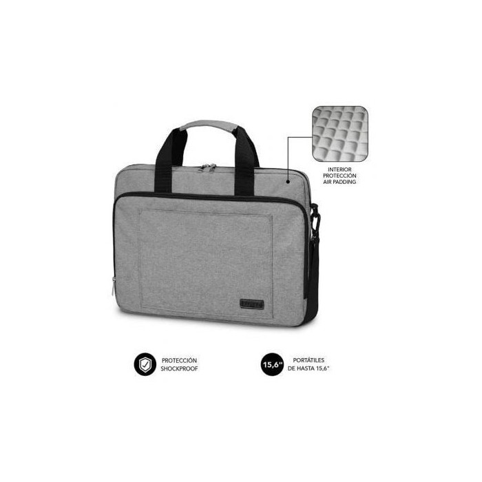 Maletín Subblim Air Padding Laptop Bag para Portátiles hasta 15.6'/ Cinta para Trolley/ Gris