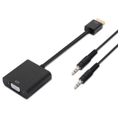 Conversor Aisens A122-0126/ HDMI Macho - VGA Hembra/ Jack 3.5 Hembra/ 10cm/ Negro | HDMI