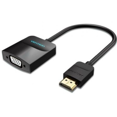 Conversor Vention 42444/ HDMI Macho - VGA Hembra/ Jack 3.5 Hembra/ 15cm/ Negro