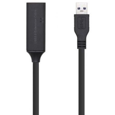 Cable Alargador USB 3.0 con Amplificador Aisens A105-0407/ USB Macho - USB Hembra/ Hasta 9W/ 625Mbps/ 5m/ Negro | USB
