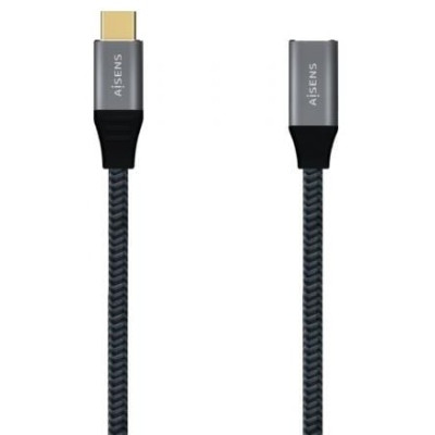 Cable Alargador USB 3.2 Tipo-C Aisens A107-0635 20GBPS 5A 100W/ USB Tipo-C Macho - USB Tipo-C Hembra/ Hasta 100W/ 2500Mbps/ 1m/ 