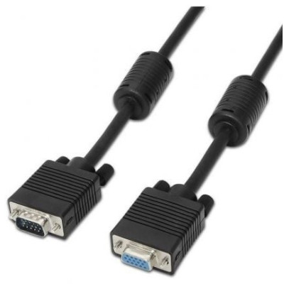 Cable Alargador SVGA Aisens A113-0078/ VGA Macho - VGA Hembra/ Hasta 3W/ 10Mbps/ 1.8m/ Negro