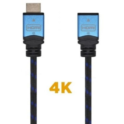 Cable Alargador HDMI Aisens A120-0452/ HDMI Macho - HDMI Hembra/ 1m/ Negro/ Azul | HDMI