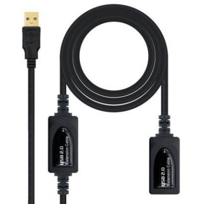 Cable Alargador USB 2.0 Nanocable 10.01.0212/ USB Macho - USB Hembra/ 10m/ Negro | USB