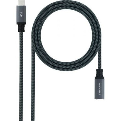 Cable Alargador USB Tipo-C 3.2 Nanocable 10.01.4501-L150-COMB/ USB Tipo-C Macho - USB Tipo-C Hembra/ 1.5m/ Negro | USB