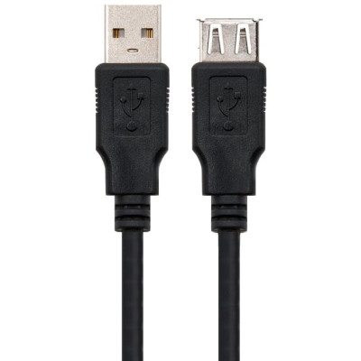 Cable Alargador USB Nanocable 10.01.0204-BK/ USB Macho - USB Hembra/ 3m/ Negro | USB