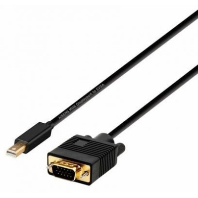 Cable Conversor Aisens A125-0362/ Mini DP Macho - VGA Macho/ 2m/ Negro