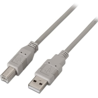 Cable USB 2.0 Impresora Aisens A101-0004/ USB Tipo-B Macho - USB Macho/ 4.5m/ Beige