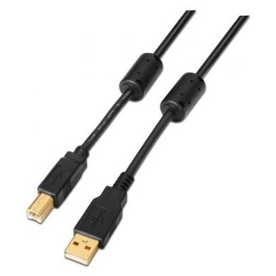 Cable USB 2.0 Impresora Aisens A101-0011/ USB Tipo-B Macho - USB Macho/ 5m/ Negro | USB