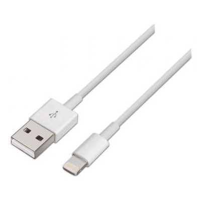 Cable USB 2.0 Lightning Aisens A102-0035/ USB Macho - Lightning Macho/ 1m/ Blanco | Lightning