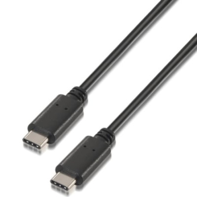 Cable USB 2.0 Tipo-C Aisens A107-0055/ USB Tipo-C Macho - USB Tipo-C Macho/ 480Mbps/ 50cm/ Negro