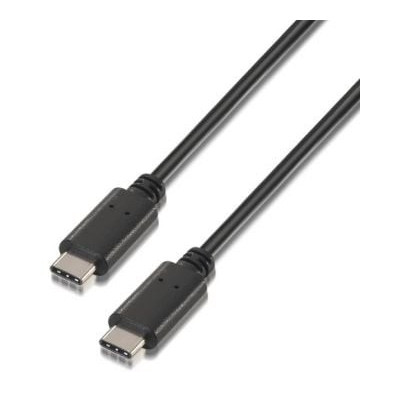 Cable USB 2.0 Tipo-C Aisens A107-0056/ USB Tipo-C Macho - USB Tipo-C Macho/ 480Mbps/ 1m/ Negro
