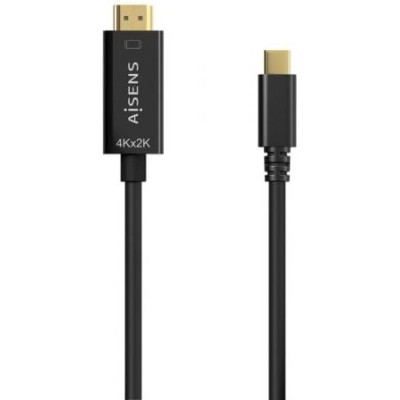 Cable Conversor HDMI 4K Aisens A109-0624/ USB Tipo-C Macho - HDMI Macho/ Hasta 27W/ 1250Mbps/ 1.8m/ Negro | HDMI