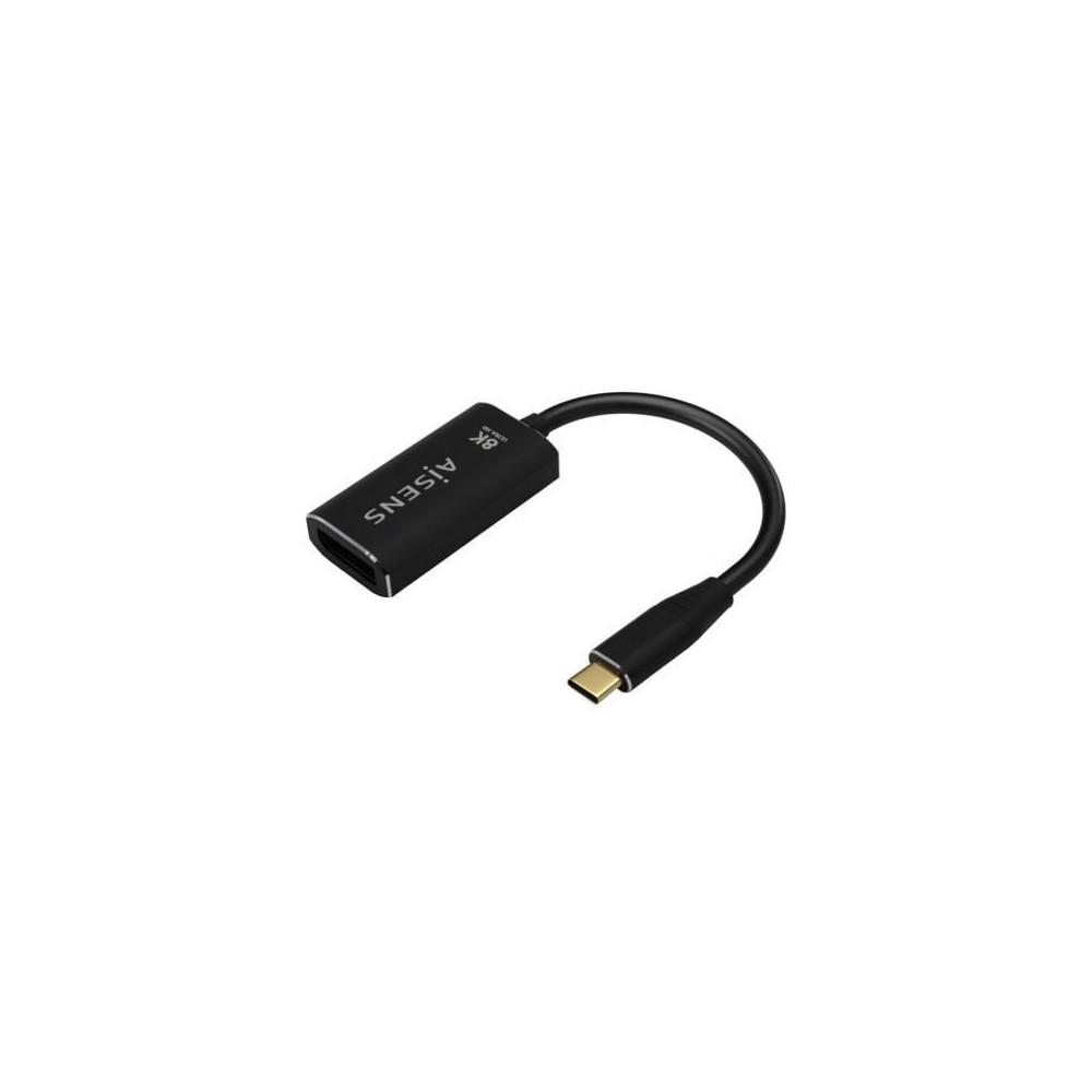 Conversor Aisens A109-0690/ USB Tipo-C Macho - DisplayPort Hembra/ Hasta 27W/ 1250Mbps/ 15cm/ Negro