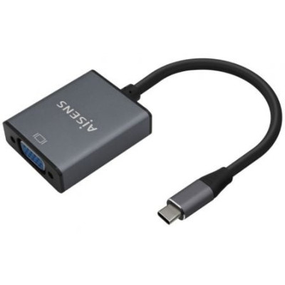 Conversor Aisens A109-0691/ USB Tipo-C Macho - VGA Hembra/ Hasta 27W/ 1250Mbps/ 15cm/ Gris | VGA/DVI/DisplayPort