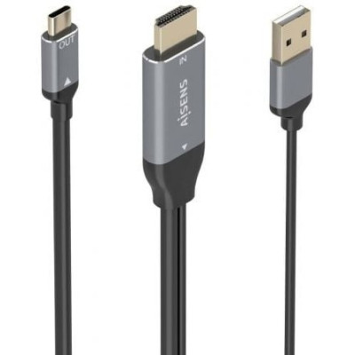 Cable Conversor Aisens A109-0871/ HDMI Macho/ USB Macho - USB Tipo-C Macho/ 1.8m/ Negro | HDMI