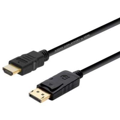 Cable Conversor Aisens A125-0364/ DisplayPort Macho - HDMI Macho/ Hasta 5W/ 2300Mbps/ 2m/ Negro
