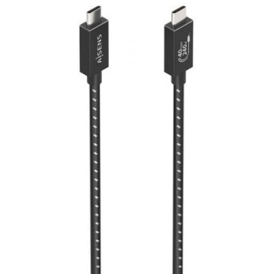 Cable USB 4.0 Tipo-C Aisens A156-0867/ USB Tipo-C Macho - USB Tipo-C Macho/ Hasta 240W/ 40Gbps/ 1m/ Gris | USB-C