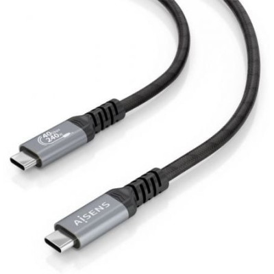 Cable USB 4.0 Tipo-C Aisens A156-0995/ USB Tipo-C Macho - USB Tipo-C Macho/ Hasta 240W/ 40Gbps/ 1.5m/ Negro | USB-C