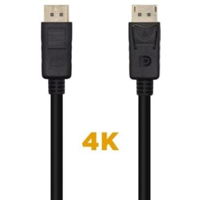 Cable DisplayPort 1.2 4K Aisens A124-0455/ DisplayPort Macho - DisplayPort Macho/ 1m/ Negro | VGA/DVI/DisplayPort