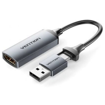 Conversor HDMI 4K 60Hz Vention ACWHA/ HDMI Hembra / USB Macho - USB Tipo-C Macho/ 480Mbps/ 10cm/ Negro