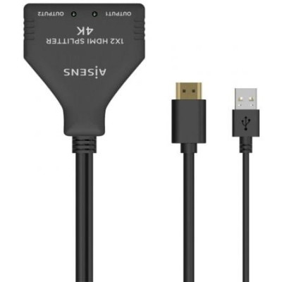 Cable Duplicador HDMI 4K Aisens A123-0654/ 2x HDMI Hembra - HDMI Macho - USB Macho/ 30cm/ Negro | HDMI