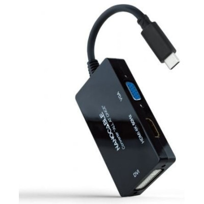 Conversor Nanocable 10.16.4301-ALL/ USB Tipo-C Macho - HDMI Hembra - DVI-I Hembra - VGA Hembra/ 20cm/ Negro