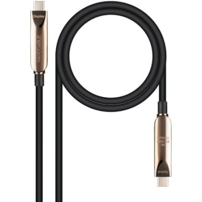 Cable USB 3.2 Tipo-C AOC Nanocable 10.01.4615/ USB Tipo-C Macho - USB Tipo-C Macho/ Hasta 60W/ 10Gbps/ 15m/ Negro