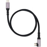 Cable USB 3.2 Tipo-C Acodado Nanocable 10.01.4702/ USB Tipo-C Macho - USB Tipo-C Macho/ Hasta 100W/ 10Gbps/ 2m/ Negro