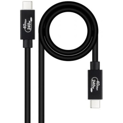 Cable USB 4.0 Nanocable 10.01.5001/ USB Tipo-C Macho - USB Tipo-C Macho/ Hasta 240W/ 40Gbps/ 1m/ Negro | USB-C