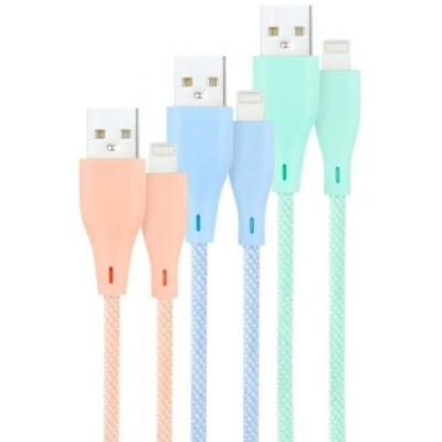 Cables USB 2.0 Lightning Nanocable 10.10.0401-CO1/ USB Macho - Lightning Macho/ 1m/ 3 Unidades/ Rosa, Azul y Verde | Lightning