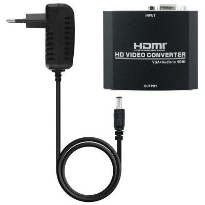 Conversor Nanocable 10.16.2101-BK/ HDMI Hembra - VGA Hembra/ Jack 3.5 Hembra/ 15cm/ Negro