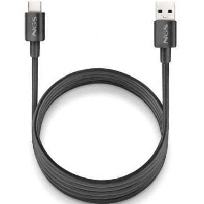 Cable USB 2.0 NGS ZYRO-AC/ USB Macho - USB Tipo-C Macho/ Hasta 15W/ 480Mbps/ 1m/ Negro