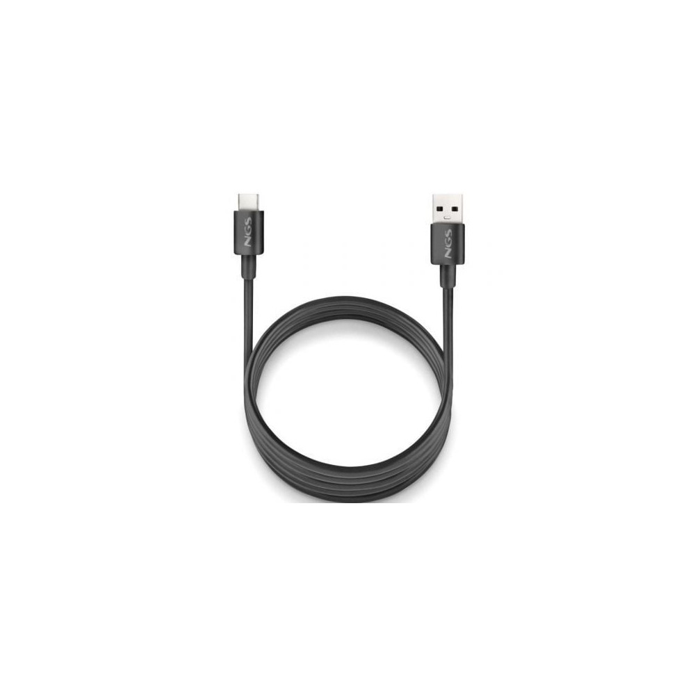 Cable USB 2.0 NGS ZYRO-AC/ USB Macho - USB Tipo-C Macho/ Hasta 15W/ 480Mbps/ 1m/ Negro