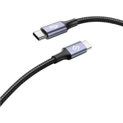 Cable USB 2.0 Tipo-C Subblim Plus/ USB Tipo-C Macho - USB Tipo-C Macho/ Hasta 100W/ 480Mbps/ 1m/ Negro