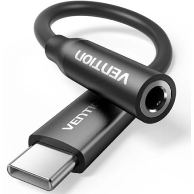 Adaptador Audio Vention BIIBA/ Jack 3.5 Hembra - USB Tipo-C Macho/ 10cm/ Negro | Audio
