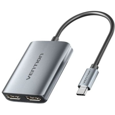 Cable Conversor Vention ACZHB/ USB Tipo-C Macho - 2x HDMI Macho/ Gris | HDMI