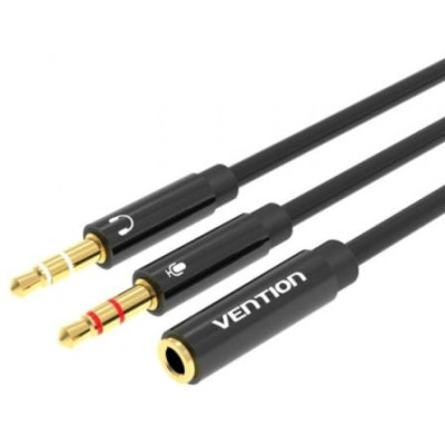 Cable Estéreo Vention BBTBY/ 2x Jack 3.5 Macho - Jack 3.5 Hembra/ 30cm/ Negro | Audio