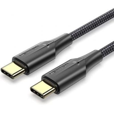 Cable USB 2.0 Tipo-C 3A Vention TAUBF/ USB Tipo-C Macho - USB Tipo-C Macho/ Hasta 60W/ 480Mbps/ 1m/ Negro