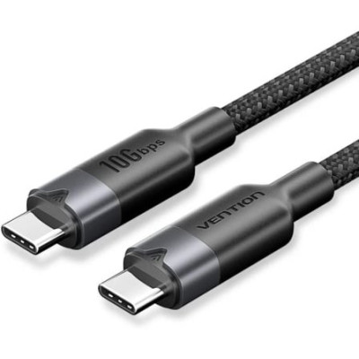 Cable USB 3.2 Tipo-C 5A Vention TRGBD/ USB Tipo-C Macho - USB Tipo-C Macho/ Hasta 100W/ 10Gbps/ 50cm/ Negro | USB-C