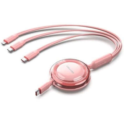 Cable USB Tipo-C 2.0 5A Vention TRJPBE/ USB Tipo-C Macho - 3x USB Tipo-C Macho/ Hasta 100W/ 480Mbps/ 1.1m/ Rosa | USB-C