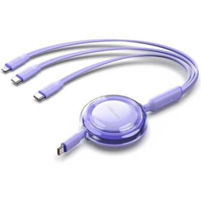 Cable USB Tipo-C 2.0 5A Vention TRKVBE/ USB Tipo-C Macho - 3x USB Tipo-C Macho/ Hasta 100W/ 480Mbps/ 1.1m/ Morado | USB-C