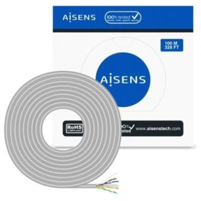 Bobina de Cable RJ45 UTP AWG23 CCA (Aleación) Aisens A135-0660 Cat.6/ 100m/ Gris | Bobinas